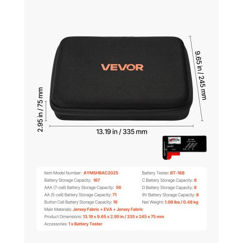 Battery Organizer Storage Box Battery Case Bag with Tester BT168