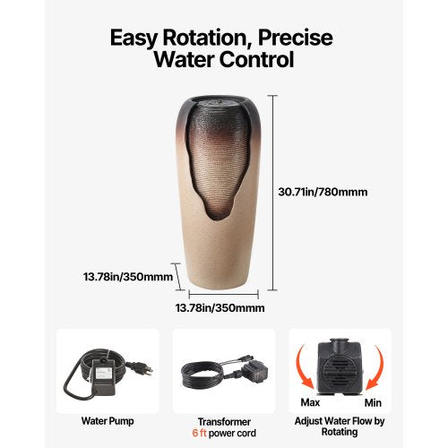 Outdoor Water Fountain 3071 in Height Fountain and Waterfall 1Tier Floor