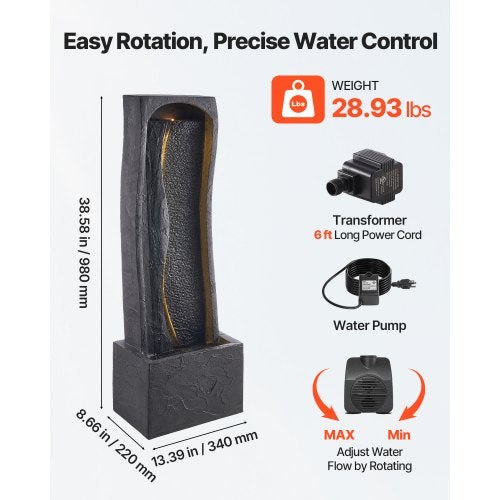 Outdoor Water Fountain 3858 in Height Fountain and Waterfall 1Tier Floor