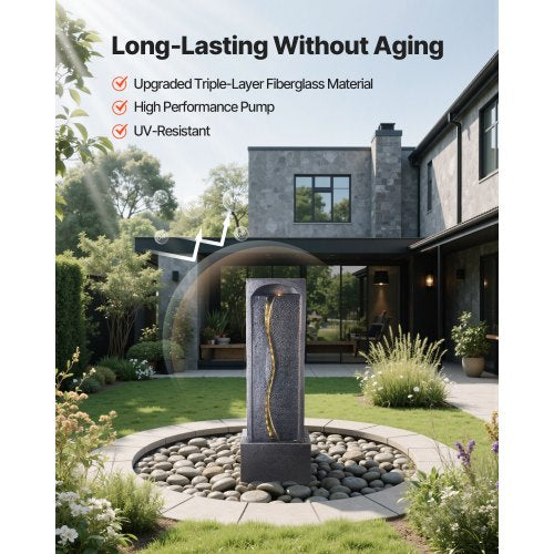 Outdoor Water Fountain 3858 in Height Fountain and Waterfall 1Tier Floor