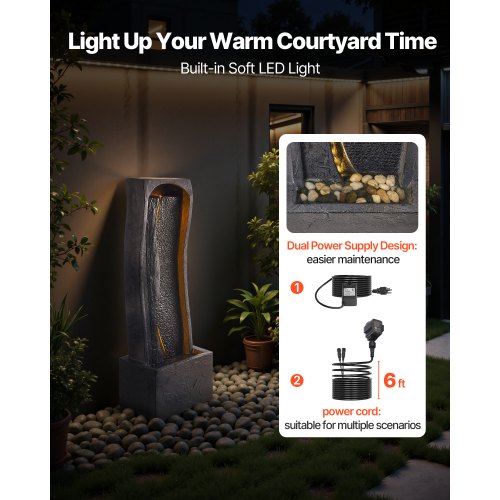 Outdoor Water Fountain 3858 in Height Fountain and Waterfall 1Tier Floor