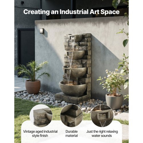 Outdoor Water Fountain 3563 in Height Fountain and Waterfall 4Tier Floor
