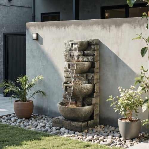 Outdoor Water Fountain 3563 in Height Fountain and Waterfall 4Tier Floor