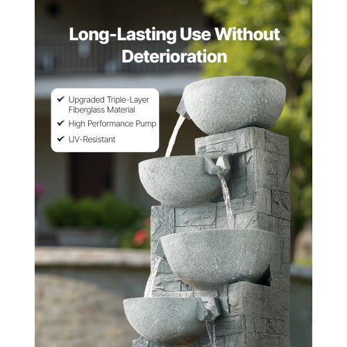 Outdoor Water Fountain 31.5 in Height Fountain and Waterfall 5Tier Floor