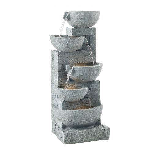 Outdoor Water Fountain 31.5 in Height Fountain and Waterfall 5Tier Floor