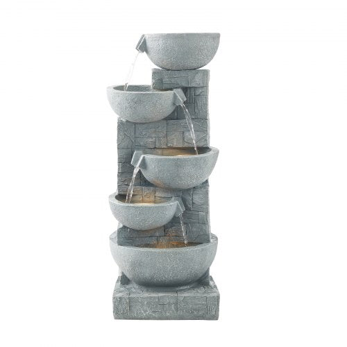 Outdoor Water Fountain 31.5 in Height Fountain and Waterfall 5Tier Floor