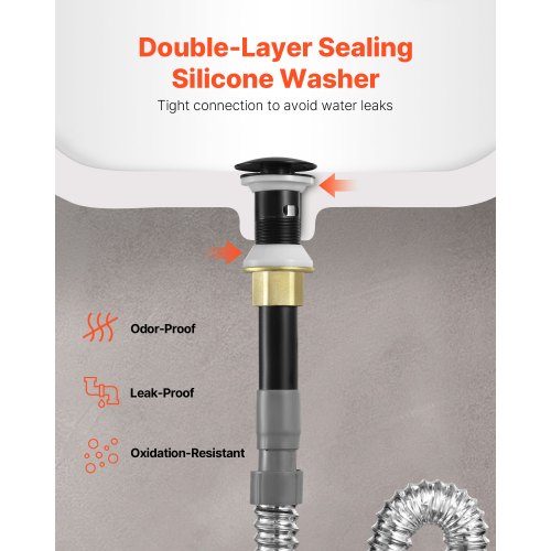 Bathroom Sink Drain with Overflow Brass and 304 Stainless Steel Pop Up Drains