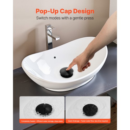 Bathroom Sink Drain with Overflow Brass and 304 Stainless Steel Pop Up Drains