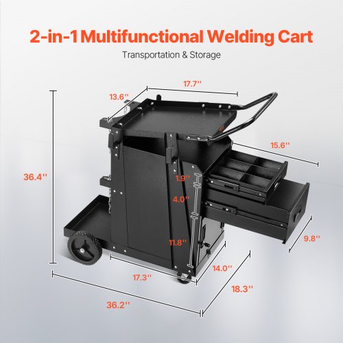 Welding Cart 2 Drawers Welder Cart Heavy Duty with AntiTheft Lockable