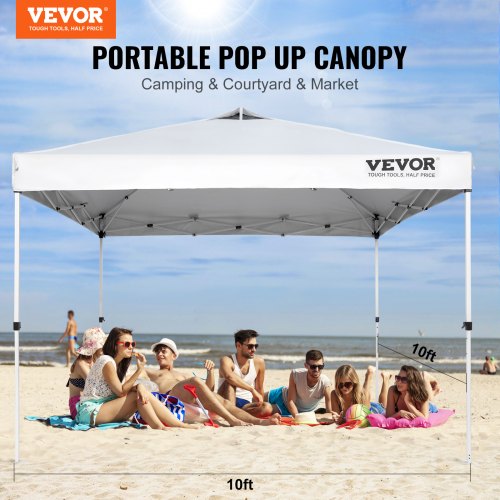 Pop Up Canopy Tent 10 x 10 ft 250 D PU Silver Coated Tarp with Portable