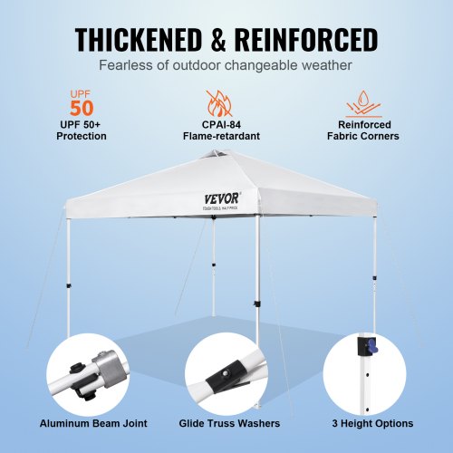 Pop Up Canopy Tent 10 x 10 ft 250 D PU Silver Coated Tarp with Portable