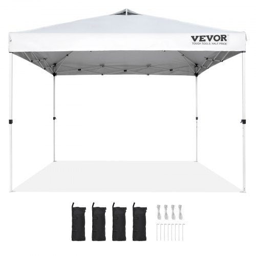 Pop Up Canopy Tent 10 x 10 ft 250 D PU Silver Coated Tarp with Portable