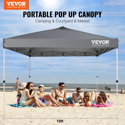 Pop Up Canopy Tent 10 x 10 ft 250 D PU Silver Coated Tarp with Portable