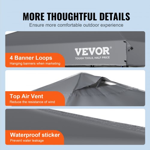 Pop Up Canopy Tent 10 x 10 ft 250 D PU Silver Coated Tarp with Portable