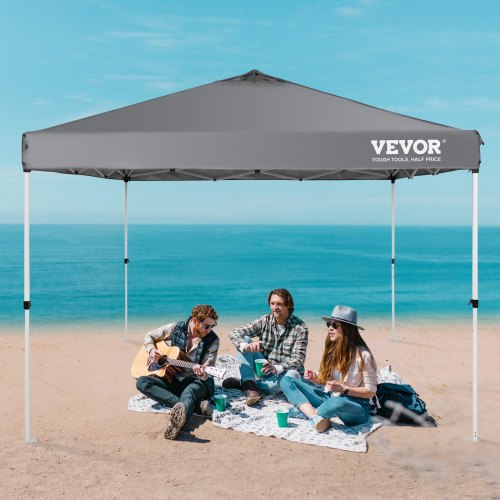 Pop Up Canopy Tent 10 x 10 ft 250 D PU Silver Coated Tarp with Portable