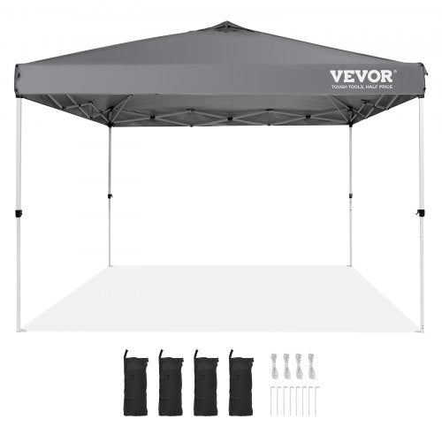 Pop Up Canopy Tent 10 x 10 ft 250 D PU Silver Coated Tarp with Portable