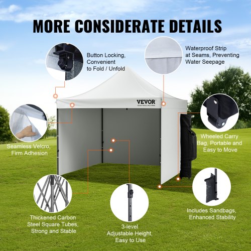 10x10 FT Pop up Canopy with Removable Sidewalls Instant Canopies Portable