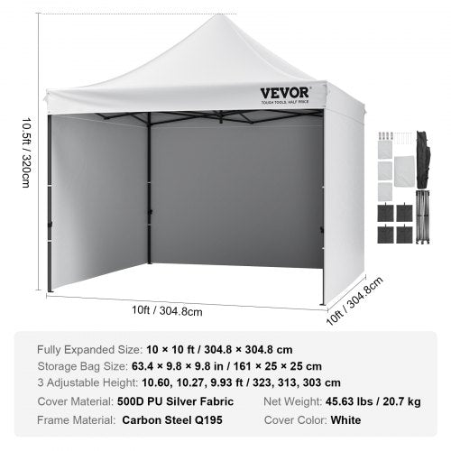10x10 FT Pop up Canopy with Removable Sidewalls Instant Canopies Portable