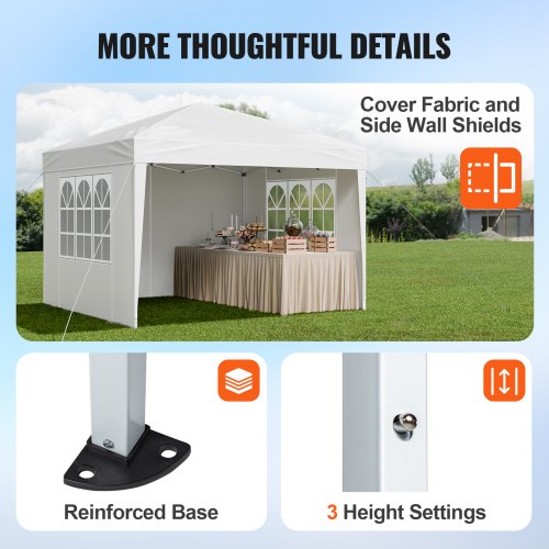 Pop Up Canopy 10 x 10 FT Instant Canopy Portable Gazebo with 3 Sidewalls