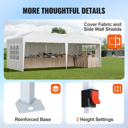 Pop Up Canopy 10 x 20 FT Instant Canopy Portable Gazebo with 3 Sidewalls