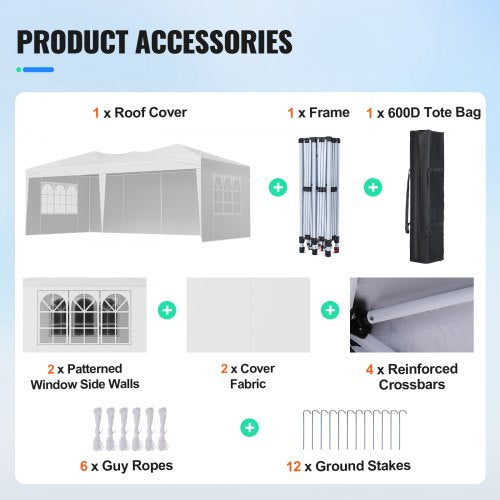 Pop Up Canopy 10 x 20 FT Instant Canopy Portable Gazebo with 3 Sidewalls
