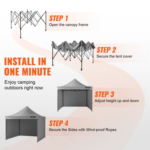 10x10 FT Pop up Canopy with Removable Sidewalls Instant Canopies Portable