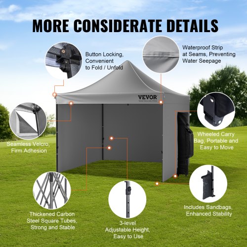 10x10 FT Pop up Canopy with Removable Sidewalls Instant Canopies Portable