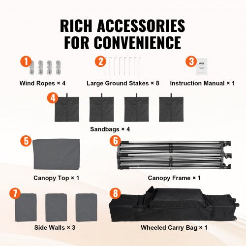 10x10 FT Pop up Canopy with Removable Sidewalls Instant Canopies Portable