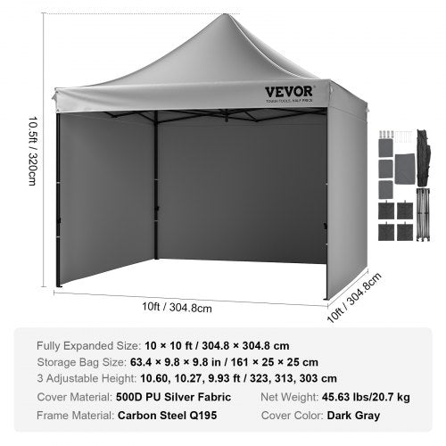10x10 FT Pop up Canopy with Removable Sidewalls Instant Canopies Portable