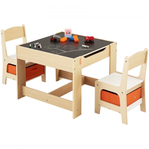 Kids Table and Chair Set Wooden Activity Table with Storage Space and Chair Set