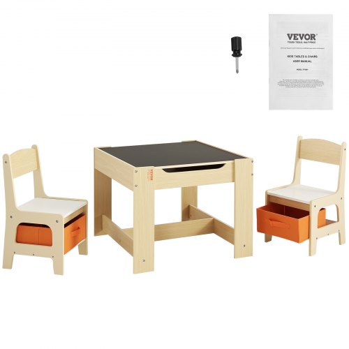 Kids Table and Chair Set Wooden Activity Table with Storage Space and Chair Set