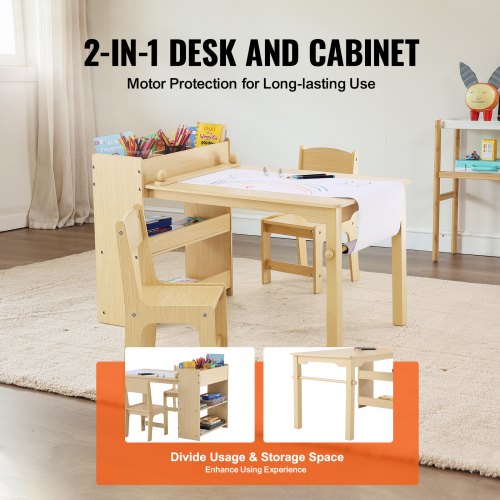 Kids Art Table and 2 Chairs 2in1 Toddler Craft and Play Activity Table