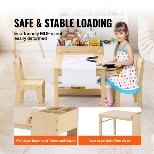 Kids Art Table and 2 Chairs 2in1 Toddler Craft and Play Activity Table