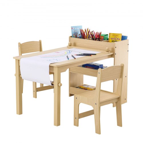 Kids Art Table and 2 Chairs 2in1 Toddler Craft and Play Activity Table