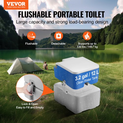 Portable Toilet for Camping Porta Potty with Carry Bag 5.3 Gal Waste Tank