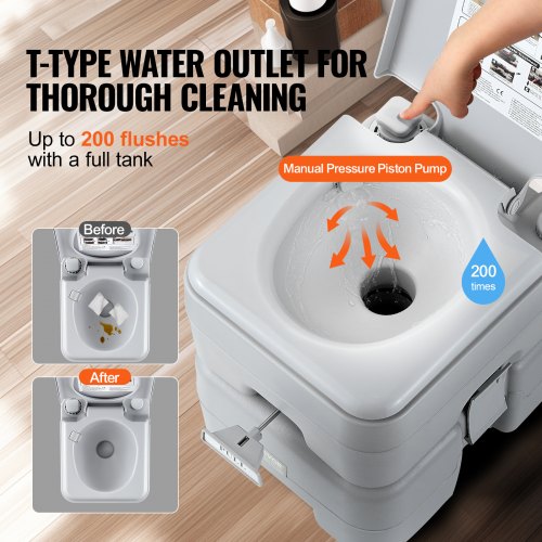 Portable Toilet for Camping Porta Potty with Carry Bag 5.3 Gal Waste Tank