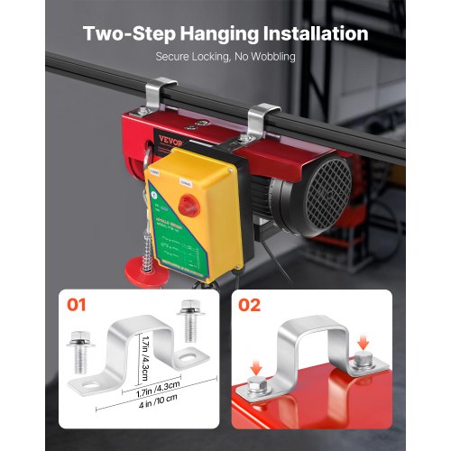 Electric Hoist 1320 lbs Lifting Capacity 1150W 110V Electric Steel Wire