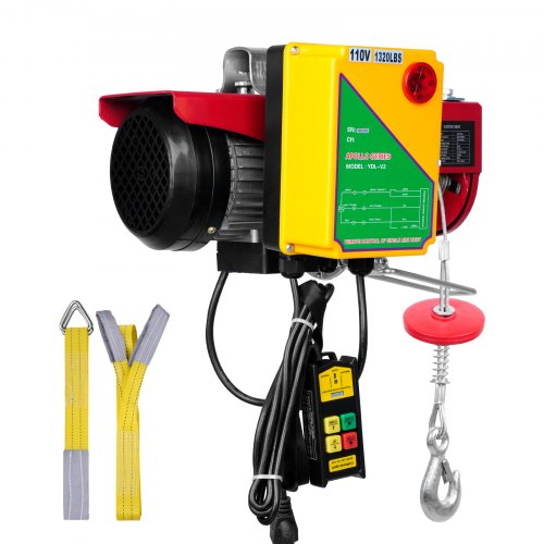 Electric Hoist 1320 lbs Lifting Capacity 1150W 110V Electric Steel Wire