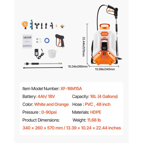 Battery Powered Backpack Sprayer 4 Gallons Electric Backpack Sprayer 2