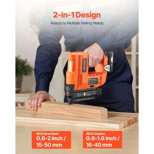 2In1 Cordless Brad Nailer 18 Gauge 20V Battery Powered Nail Gun And Staple