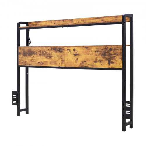 Headboard for Full Size Bed Adjustable Height Headboard with 2 Shelves