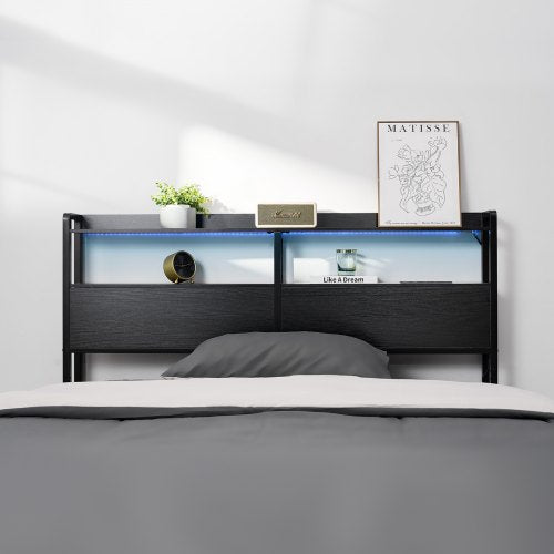 Headboard for Queen Size Bed Adjustable Height Headboard with 2 Shelves