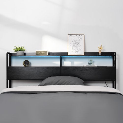 Headboard for King Size Bed Adjustable Height Headboard with 2 Shelves