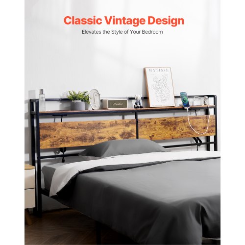 Headboard for King Size Bed Adjustable Height Headboard with Storage Shelf