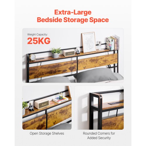 Headboard for King Size Bed Adjustable Height Headboard with Storage Shelf