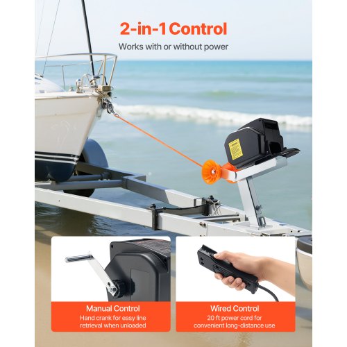 Electric Boat Winch 12V DC 300W Reversible Electric Trailer Winch for Boats