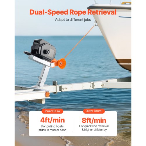 Electric Boat Winch 12V DC 300W Reversible Electric Trailer Winch for Boats