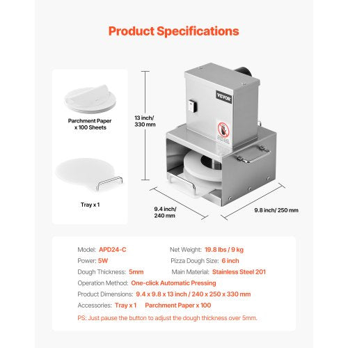 Electric Pizza Dough Press Machine 6 inch Pizza Pastry Press Plate