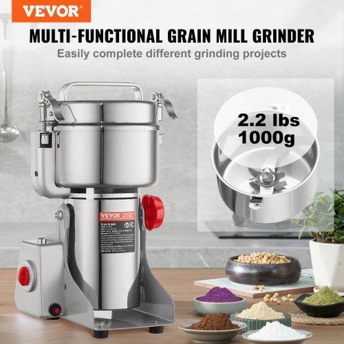 1000g Electric Grain Mill Grinder High Speed 3000W Commercial Spice