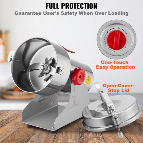 1000g Electric Grain Mill Grinder High Speed 3000W Commercial Spice